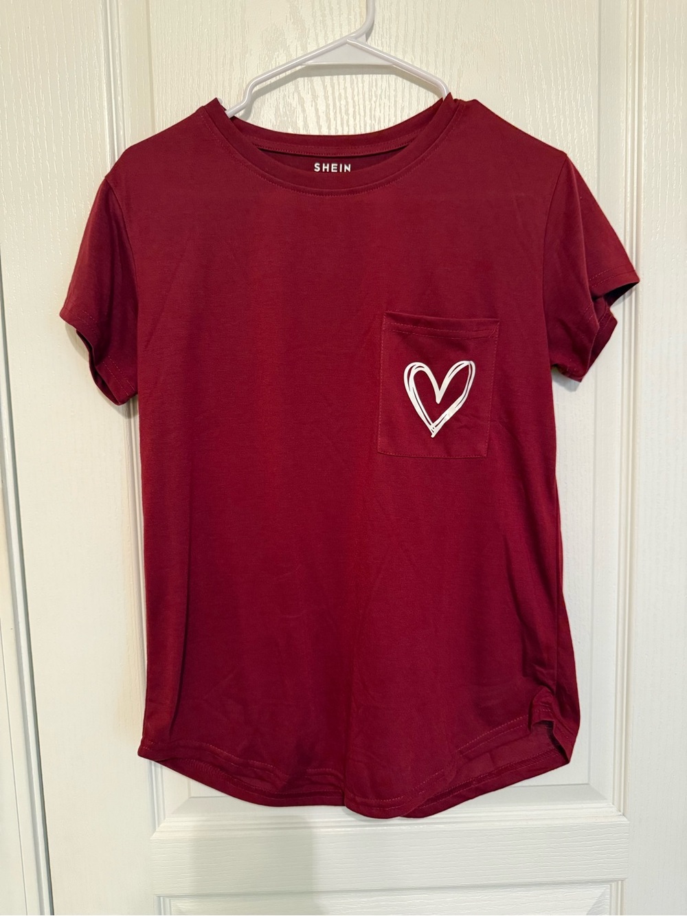 3 Shein Maroon pocket Tee Shirts.
